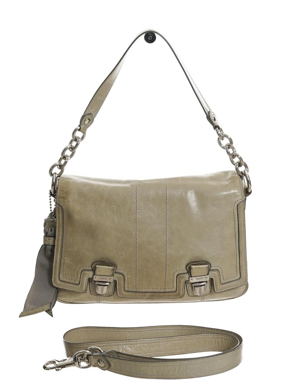Light grey leather satchel crossbody bag