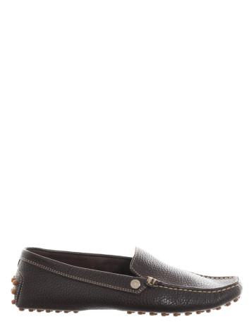 Brown stitched leather loafers