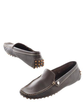 Brown stitched leather loafers