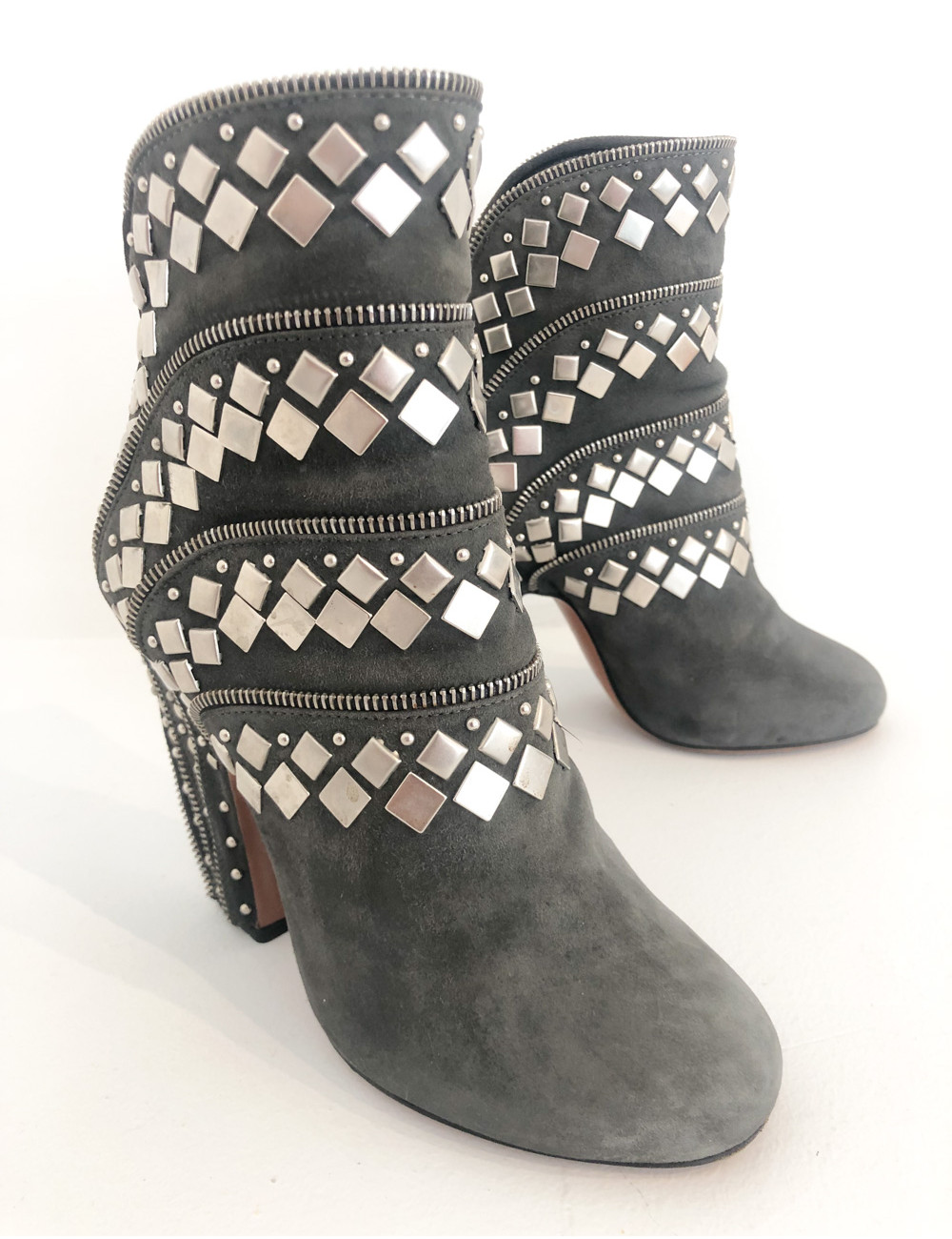 Grey Studded Ankle Boots on Sale | medialit.org