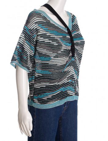Blue striped knit halter top