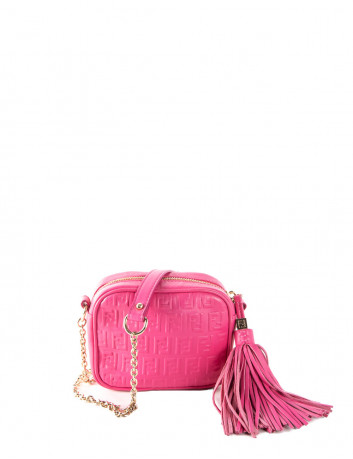 Pink embossed camera bag