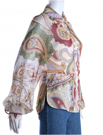 Paisley printed silk blouse