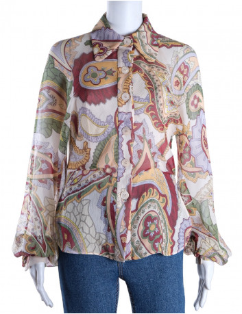 Paisley printed silk blouse
