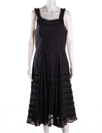 Black cotton lace trim dress