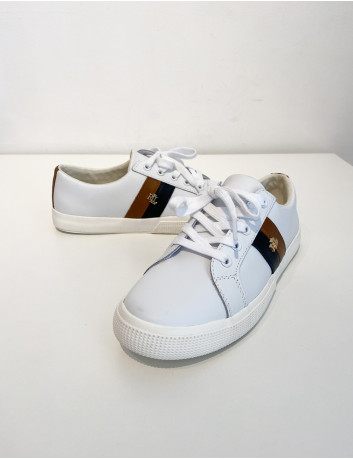 White stripe leather sneakers