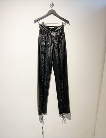 Vegan leather lace-up pants
