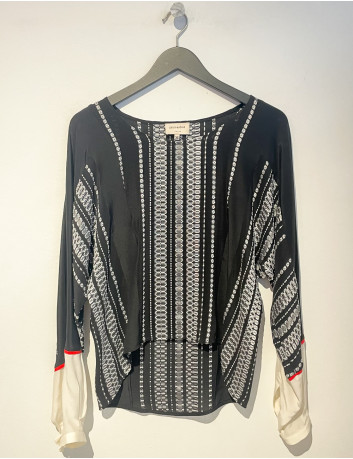 Black Cyrene silk blouse