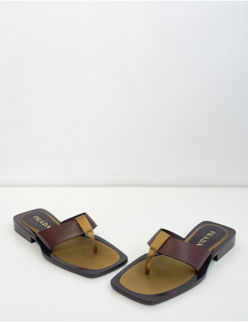Leather satin thong sandals
