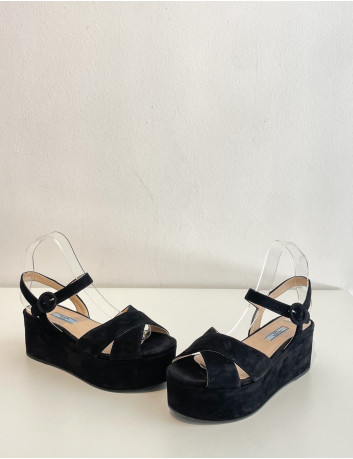 Black suede platform sandals