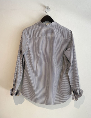 Striped ruffle-trim shirt
