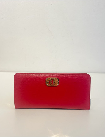 Red cow leather zip around...