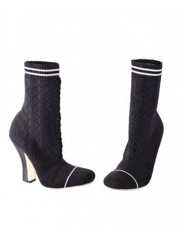 Black knit sock boot