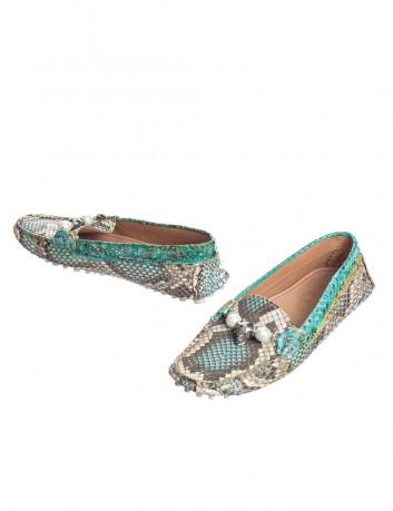 Embellished snakeskin loafers