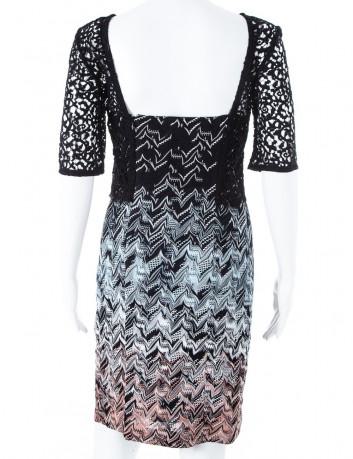 Knit dress with black lace top