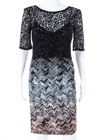 Knit dress with black lace top