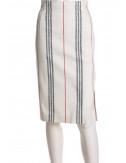 Ivory striped pencil skirt