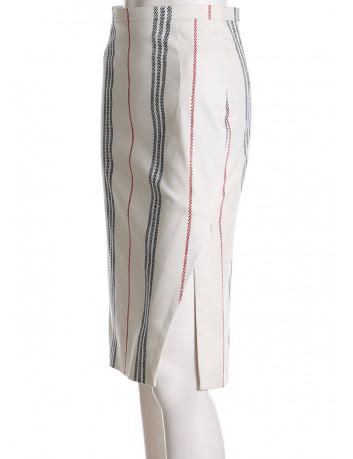 Ivory striped pencil skirt